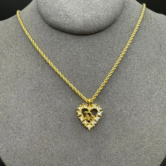 Authentic CD 18K gold plated Christian Dior heart necklace - Picture 3 of 13